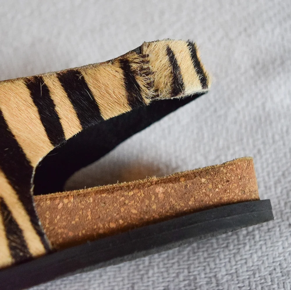 Free People Seattle tan and black slingback zebra print genuine calf hair clog - Picture 7 of 8